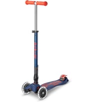 Kickboard - Maxi Deluxe Katlanabilir LED - Üç Tekerlekli, Direksiyona Eğilen, Taşınmaya Katlanır, 5-12 Yaş Arası Hareketle Çalışan Işıklı Tekerlekler ile Çocuklar için İsviçre Tasarımı Micro