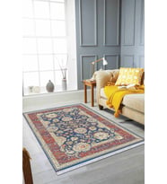 Çok Renkli Çerçeveli Dokuma Pamuk Taban Kaymaz Kilim KLM285
