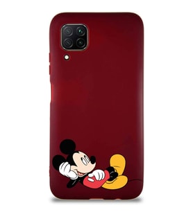 Huawei P40 Lite Soft Premier Kapak Mickey Mouse-F Tasarımlı Silikon Kılıf - Mürdüm (Şeffaf)