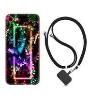Apple iPhone 5 6 7 8 Plus Se XR Kılıf Boyun Askılı Silikon Butterfly Neon 1684
