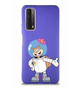 Huawei Y7A Soft Premier Kapak Sandy Tasarımlı Silikon Kılıf - Mor (Şeffaf)