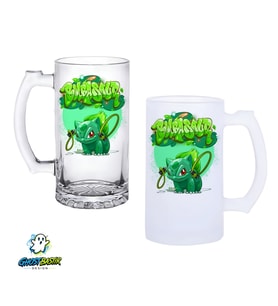 Balbasaur Kulplu Bira Bardağı Buzlu veya Şeffaf Seçenekli 0272