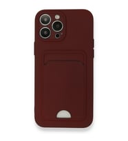 IPHONE 13 PRO MAX UYUMLU KELVİN KARTVİZİTLİ SİLİKON TELEFON KILIF (Bordo)