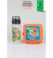 x Dekomus Lisanslı Jurassic World T-Rex 500 Ml Matara Ve Beslenme Kabı Seti