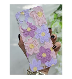 Xiaomi Redmi 13 Uyumlu Pastel Renkli Çiçekler Desenli Şeffaf Telefon Kılıfı