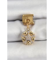 316L Çelik Sallantılı Zirkon Taşlı Kalp Detaylı Yıldz Model Gold Renk Nomination Charm 5886