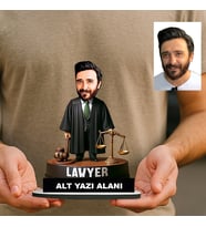 Kişiye Özel Avukat Karikatürlü 18 cm MDF Masaüstü Biblo - Avukat Hediyesi Avukata ve Hukukçuya Hediye
