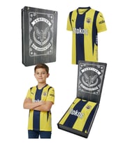 Fenerbahçe Orijinal Lisanslı Unisex 24-25 Yeni Sezon Çubuklu ÇOCUK Forması Lazer Kutu He (Sarı-Lacivert)