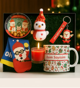 Kişiye Özel Yılbaşı Hediyesi – İsimli Kupa, Işıklı Kardan Adam, Noel Baba Anahtarlık, Metal Çerezlik ve Yılbaşı Çorabı Yeniyıl Hediyesi Sürpriz Hediye