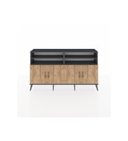 Arges Konsol 6 Raflı 4 Kapaklı 176x30x99 Antrasit-Çam/Aytaşı