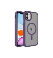 Apple iPhone 12 Uyumlu Kılıf Mat Arka Yüzey Wireless Şarj Özellikli Zore Flet M-safe Kapak (Koyu Mor)