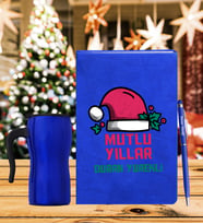 Yılbaşı İçin Kişiye Özel Tasarım Defter Kalem & Termos Mug Hediye Seti
