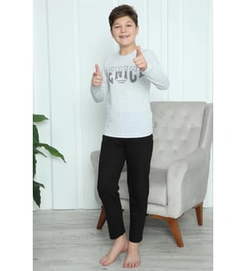 Giyim Erkek Çocuk Penye Pijama Takım Gri