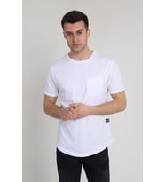 Erkek Kısa Kollu Oval Kesim Cepli T-Shirt 20Y-3400728-01 Beyaz