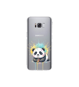 Samsung Galaxy S8 Plus ile Uyumlu Splash Panda Tasarımlı Şeffaf Silikon Kılıf
