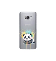 Samsung Galaxy S8 Plus ile Uyumlu Splash Panda Tasarımlı Şeffaf Silikon Kılıf