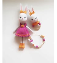 Bayan Tavşan Yenidoğan Seti Amigurumi Organik Oyuncak