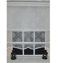 StorBurada Çift Mekanizmalı Kirli Beyaz Damask Tül Perde ve Ekru Stor Perde STB45252-V01