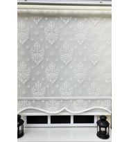 StorBurada Çift Mekanizmalı Kirli Beyaz Damask Tül Perde ve Ekru Stor Perde STB45252-V01