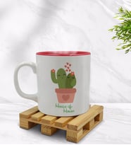 BK Gift Kişiye Özel Kaktüs Tasarımlı İçi Kırmızı Renkli Kupa Bardak Model 11