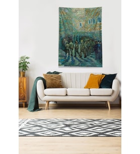 Multirenk Mahkum Gogh'un Umudu Leke Tutmaz Kadife Kumaş Duvar Örtüsü Duvar Halısı Tapestry (Yeşil)