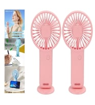2 ADET MİNİ FAN,TELEFON TUTUCU,PORTATİF EL VANTİLATÖRÜ PEMBE  9,3x19cm