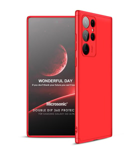 Microsonic Samsung Galaxy S22 Ultra Kılıf Double Dip 360 Protective Kırmızı