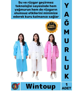 #Yağmurluk Unisex Su Geçirmez Rüzgar Dayanıklı Kalite Uzun Şık Kapüşonlu Büyük Boy Kalın Yağmurluk
