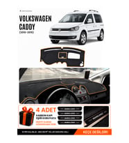 VOLKSWAGEN CADDY (2010-2015) Uyumlu Torpido Örtüsü Torpido Kılıfı - Siyah Kahverengi