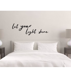 BK Home Let Your Light Shine Ahşap Duvar Yazısı (Siyah)