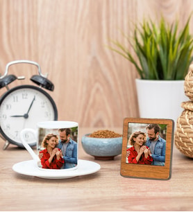 Kişiye Özel Fotoğraflı Kahve Vincanı Ve Çerçeve
