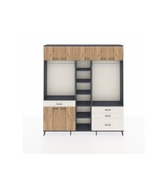 Arges Dolap 11 Raflı 4 Çekmeceli 2 Askılı 220x30x243 Antrasit-Çam/Aytaşı