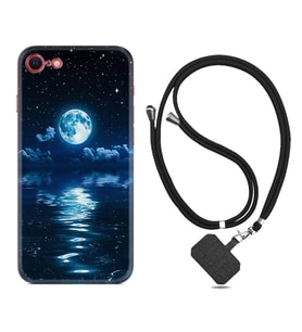 Apple iPhone 5 6 7 8 Plus Se XR Kılıf Boyun Askılı Silikon Night Moon 1133
