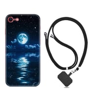 Apple iPhone 5 6 7 8 Plus Se XR Kılıf Boyun Askılı Silikon Night Moon 1133