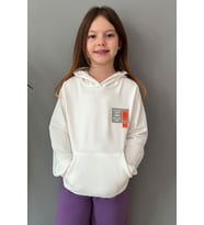 Breeze Kız Çocuk Sweatshirt Kapüşonlu Arma Detaylı 4-8 Yaş, Ekru