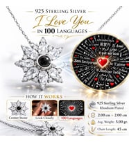 925 Ayar Gümüş 100 Dilde Seni Seviyorum Lotus Kadın Kolye