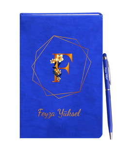 Kişiye Özel Mavi Defter Kalem Hediye Seti