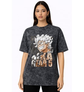 Monkey D. Luffy Gear 5 One Piece Anime Baskılı Unisex Oversize Vintage Yıkamalı Tişört