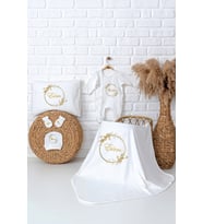 Pia Baby Premium %100 Pamuk Hastane Çıkışı Tulumlu Yenidoğan Kız Bebek Hediye Seti 5049-03 (Ekru)