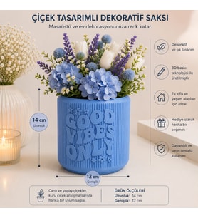 Kabartma Yazılı Dekoratif Saksı – Modern Tasarım