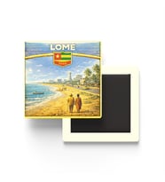 Retro Togo Lome Şehri Temalı Vintage Buzdolap Magneti – 9x9 cm