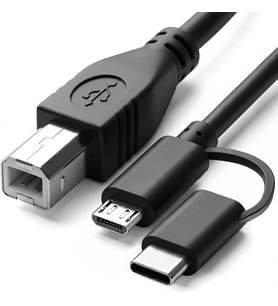 Lexroo Type-C + Micro USB to USB-B Yazıcı/MIDI Bağlantı Kablosu
