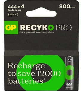 Batteries Recyko Pro AAA İnce Ni-Mh Şarjlı Pil, 1.2 Volt, 4'lü Kart