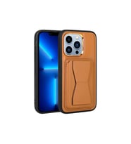 Apple iPhone 13 Pro Max Uyumlu Kılıf Kartlıklı Standlı Pu Deri Zore Memo Kapak (Açık Kahve)