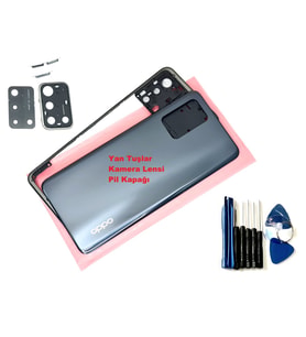Tkgz Oppo A74 FULL KASA Arka Pil Batarya Kapağı (TAMİR SETİ) SİYAH