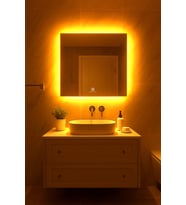 Digital Hayat Buğu Çözücü Kare Led Ayna 50-80cm Dokunmatik Dimli Beyaz Günışığı Amber Mavi Kırmızı Banyo Makyaj