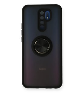 Redmi 9 Kılıf Montreal Yüzüklü Silikon Kapak - Siyah