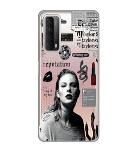 Huawei P Smart 2021 Uyumlu Taylor Swift Desenli Şeffaf Telefon Kılıfı