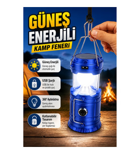 Güneş Enerjili Katlanabilir Kamp Feneri USB Şarjlı Çok Yönlü Tasarım