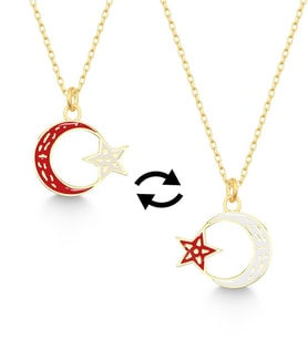 Saklı Takı 925 Ayar Gold Mineli Ayyıldız Kolye